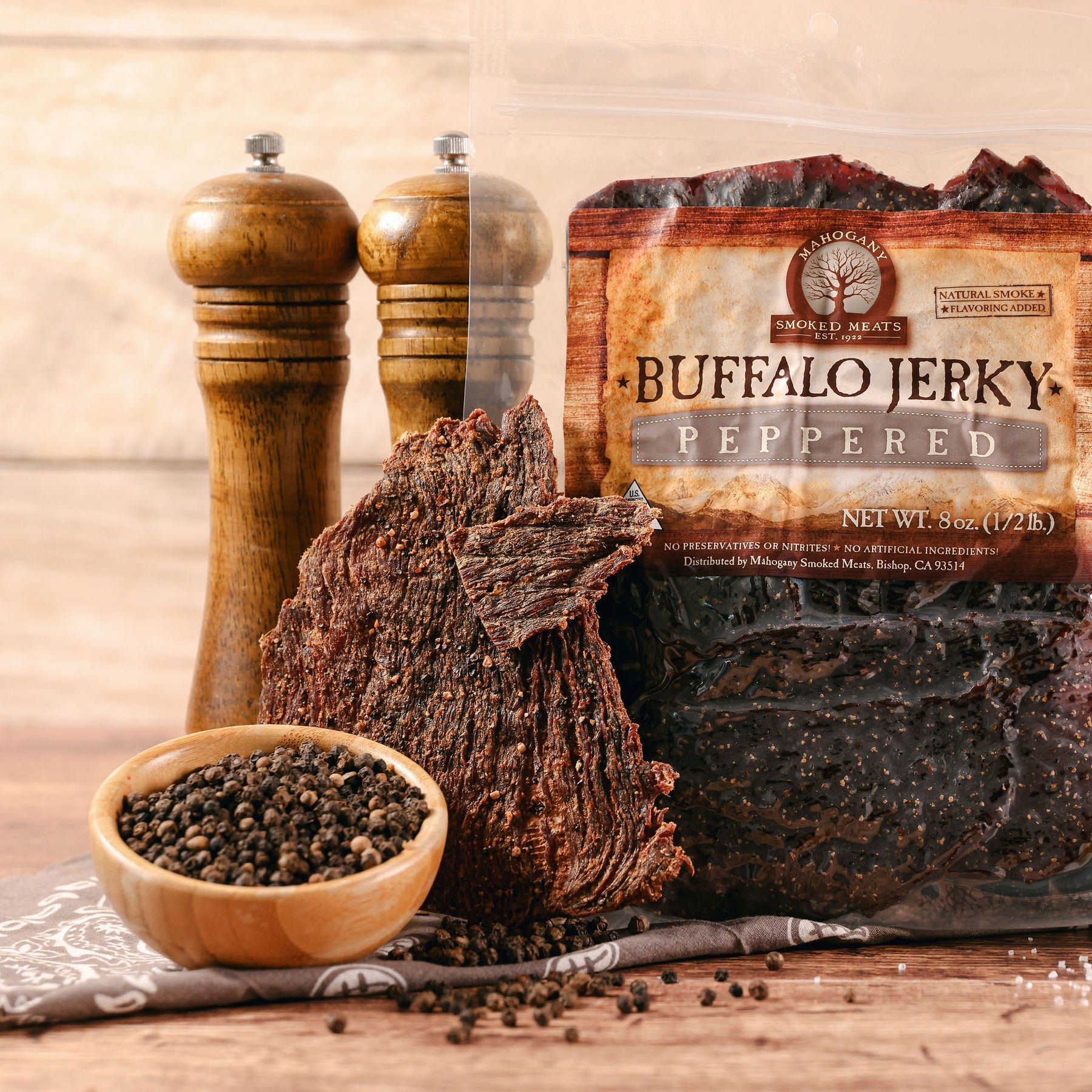 BLACK PEPPERED BUFFALO JERKY