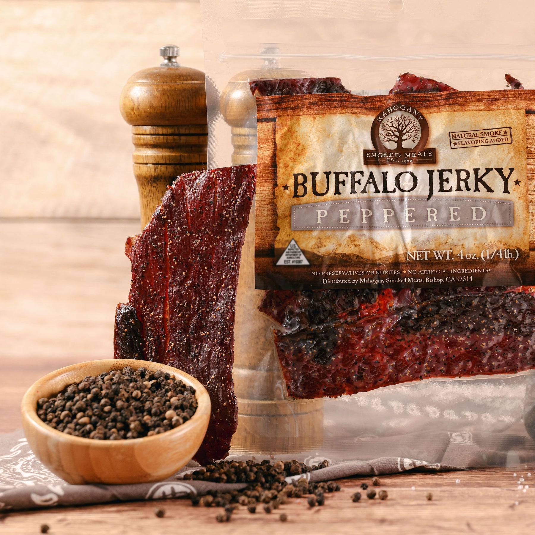 BLACK PEPPERED BUFFALO JERKY